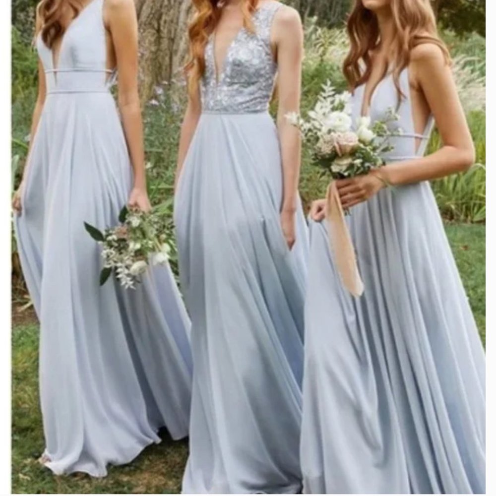 BHLDN Jenny Yoo Kinsley Dress in Whisper Blue Size 8 NWOT
